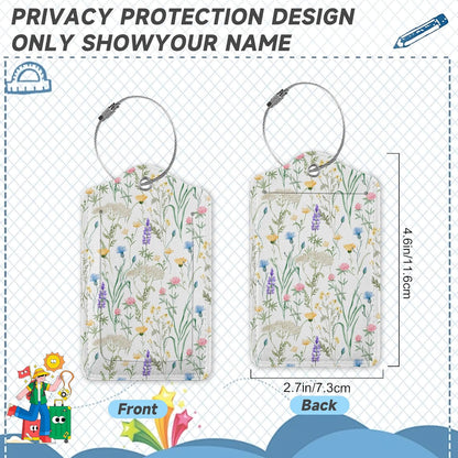 2 Pack Luggage Tag for Suitcase, Retro Lavender Leather Bag Tags Identifiers Privacy Cover ID Label with Durable Steel Loop for Women Men Kids Girls Travel