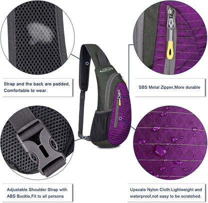 G4Free Sling Bag for Men Women, Small Crossbody Backpack Lightweight Chest Shoulder Bags for Travel, Outdoor and Sports (Purple)