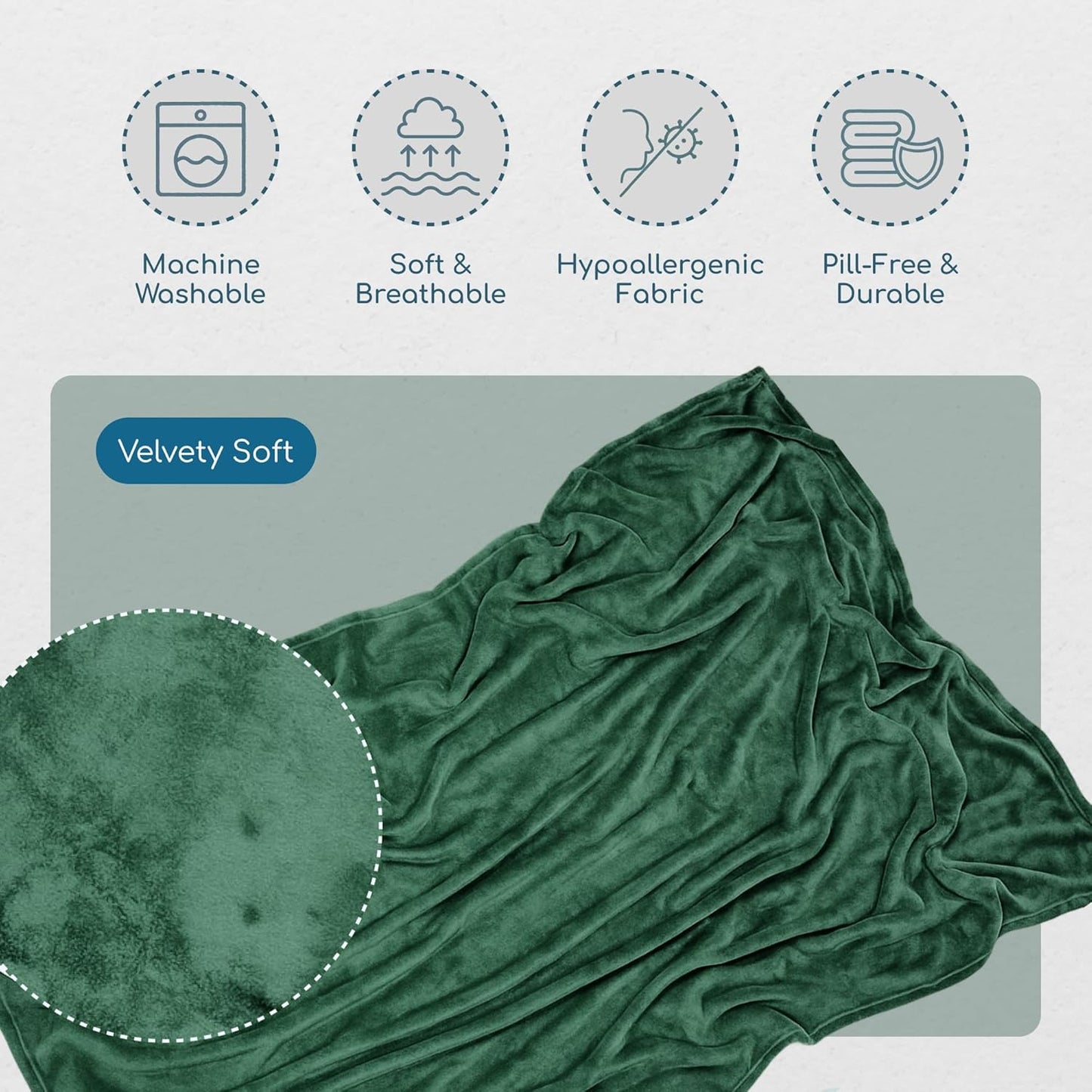 Resty 65"x40" Traveling Airplane Blanket, Forest Green – Lightweight, Velvety Soft Blanket That Becomes a Travel Pillow – Must-Have Comfort for Planes & Road Trips – Travel Essentials for Women & Men