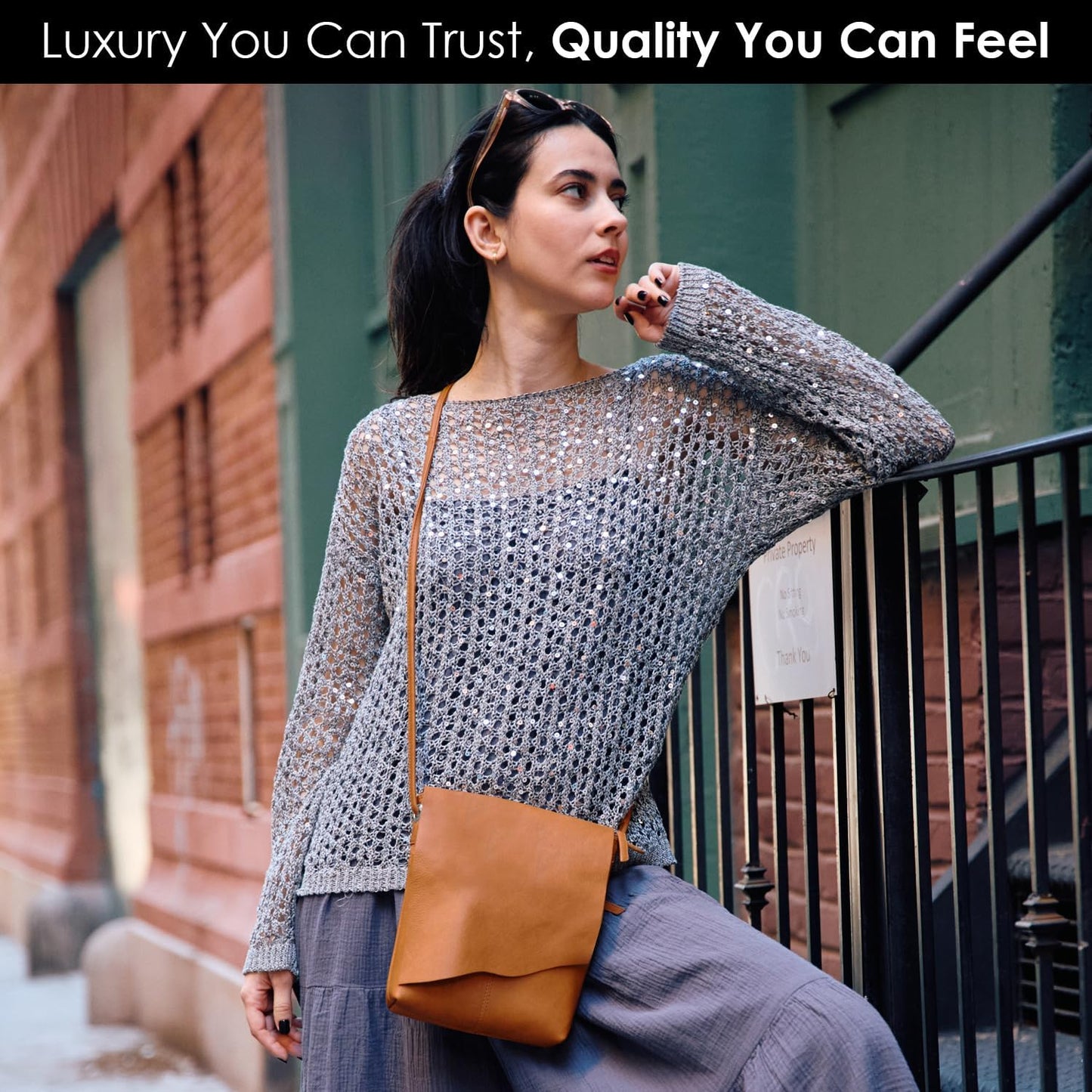 ili New York Leather Mini Sac Crossbody - Genuine Leather Crossbody Bags for Women with RFID Blocking, Adjustable Strap