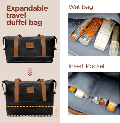 SHOWKOO Carry On Luggage Hardshell Lightweight Luggage Set, Suitcase with Double Spinner Wheels Tsa Lock White 3 piece set Black (DB/TB/20in)