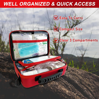 426 Piece Large First Aid Kit, Waterproof Compact Portable Hard Case Emergency Medical Kit for Home, Car, Travel, Businesses, Office, Hiking, Vehicle, Boat - Outdoor Survival Kit