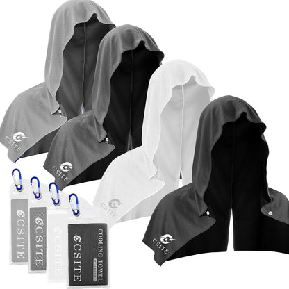 4 Pack Cooling Hoodie Towels for Neck and Face, UPF 50 Sun Protection & Instant Cooling, Ice Towels for Hot Weather, Soft Breathable Towel for Sport, Work Out, Gym, Camping & More Activities