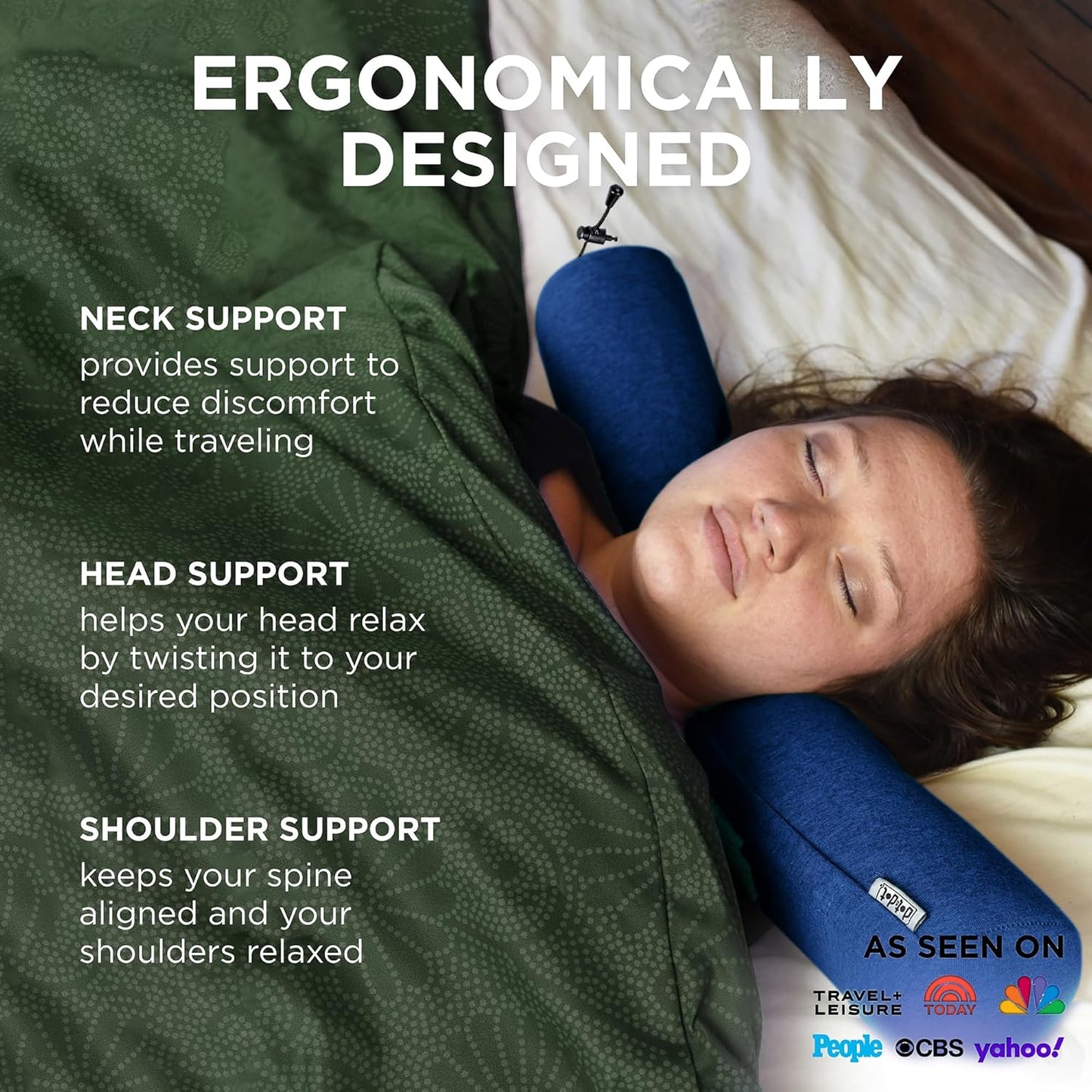 Dot&Dot Twist Memory Foam Travel Pillow for Airplanes - Travel Neck Pillow for Sleeping - Airplane Pillow for Neck Support - Adjustable, Bendable Neck Roll Pillow