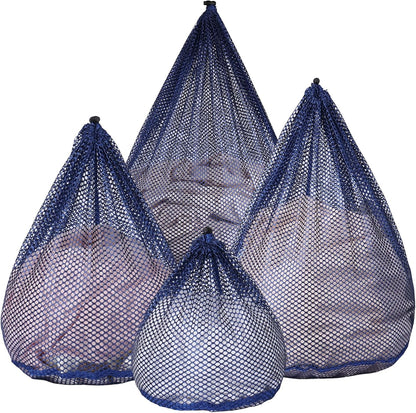 4Pcs Mesh Laundry Bags Washing Machine Mesh Wash Bags for Clothes,Underwear,Lingerie, Bed Linen with Drawstring Closure Sturdy(4 Size, Blue)