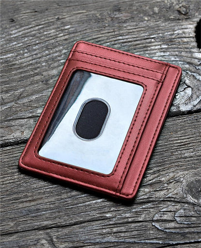 Buffway Slim Minimalist Front Pocket RFID Blocking Leather Wallets for Men and Women - Sand Rose Gold