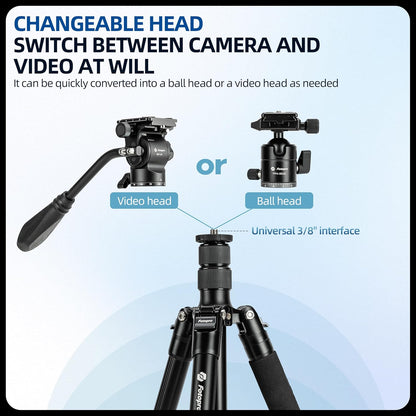 Fotopro 73" Camera Tripod, Aluminum Compact Travel Tripod and Monopod with 360° Ball Head Quick Release Plate, Professional Camera Tripod for DSLR, A4I A5I (Grey, 73 Inch)