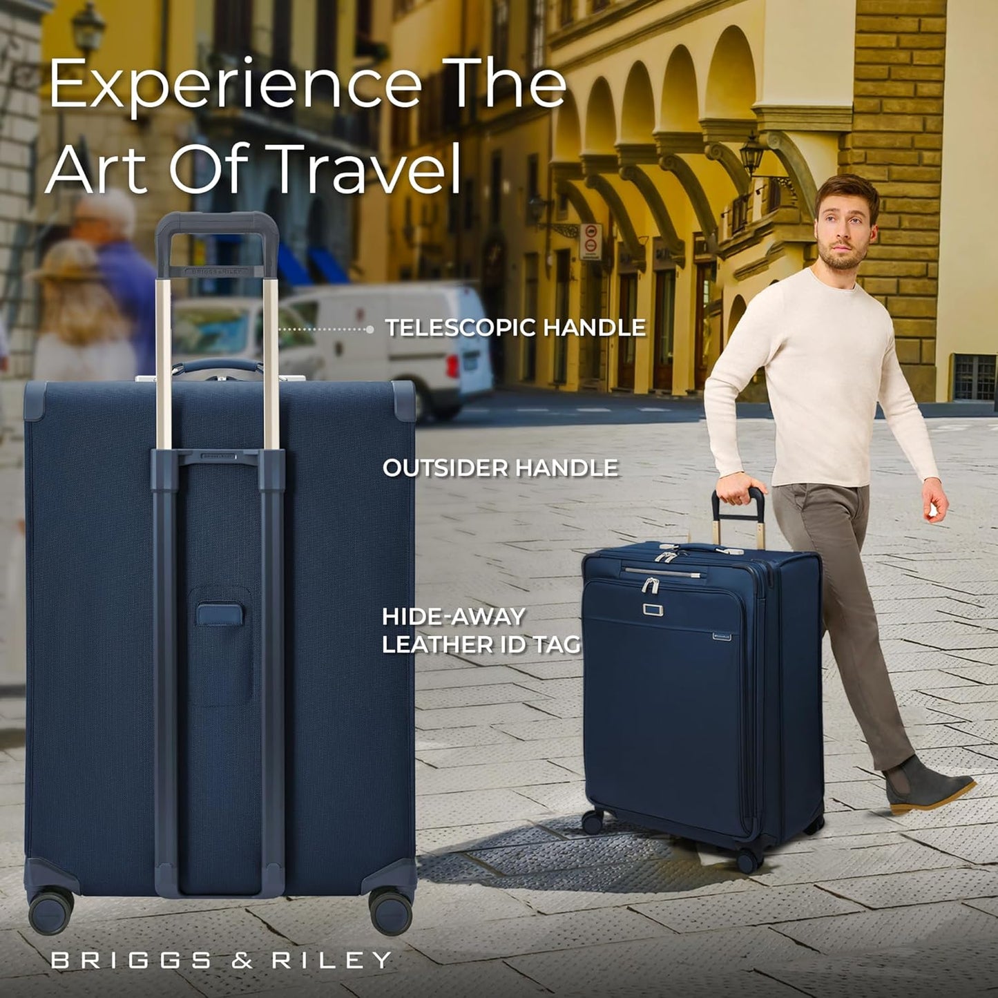 Briggs & Riley 31" Extra Large Expandable Spinner - Checked Luggage for Travel, Suitcases with Wheels, Softside Rolling Bag for Men & Women, Self-Repairing Zipper - Baseline Collection, Navy