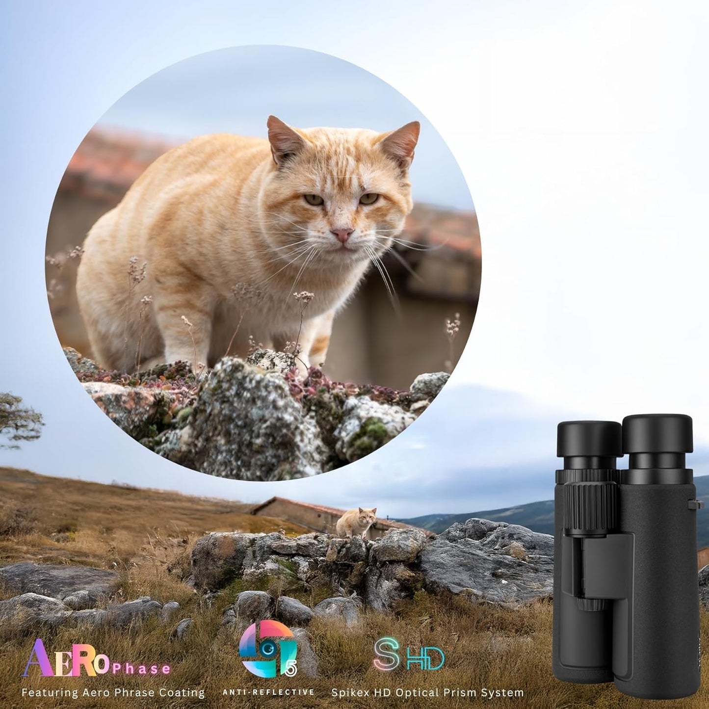 Hontry 10x42 Binoculars with IPX7 Waterproof Protection for Bird Watching, Hunting, Cruise Ship, Travel and Safari