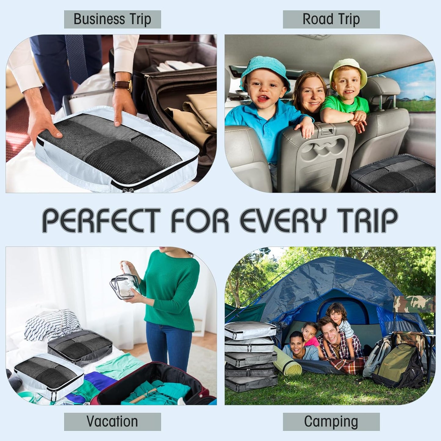 5 Pcs Packing Cubes for Suitcase Large Travel Cubes Carry on Luggage Organizer Bags for Clothes Accessories(M,Gray)