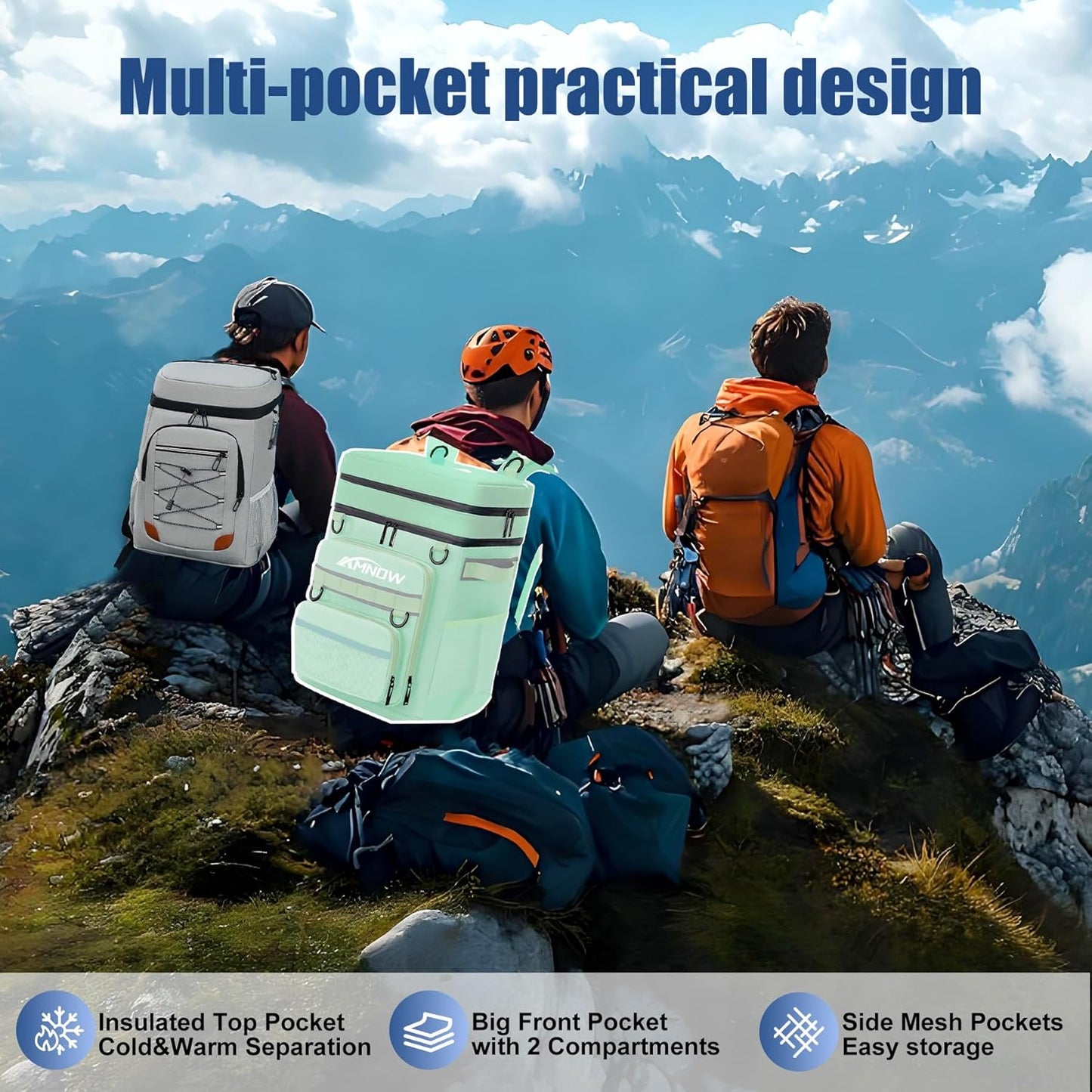 Backpack Cooler Insulated Leak Proof for Men Women 50 Cans Soft Cooler Backpack Insulated Waterproof Large Capacity Coolers Bag Portable for Lunch Camping Travel Picnic Hiking