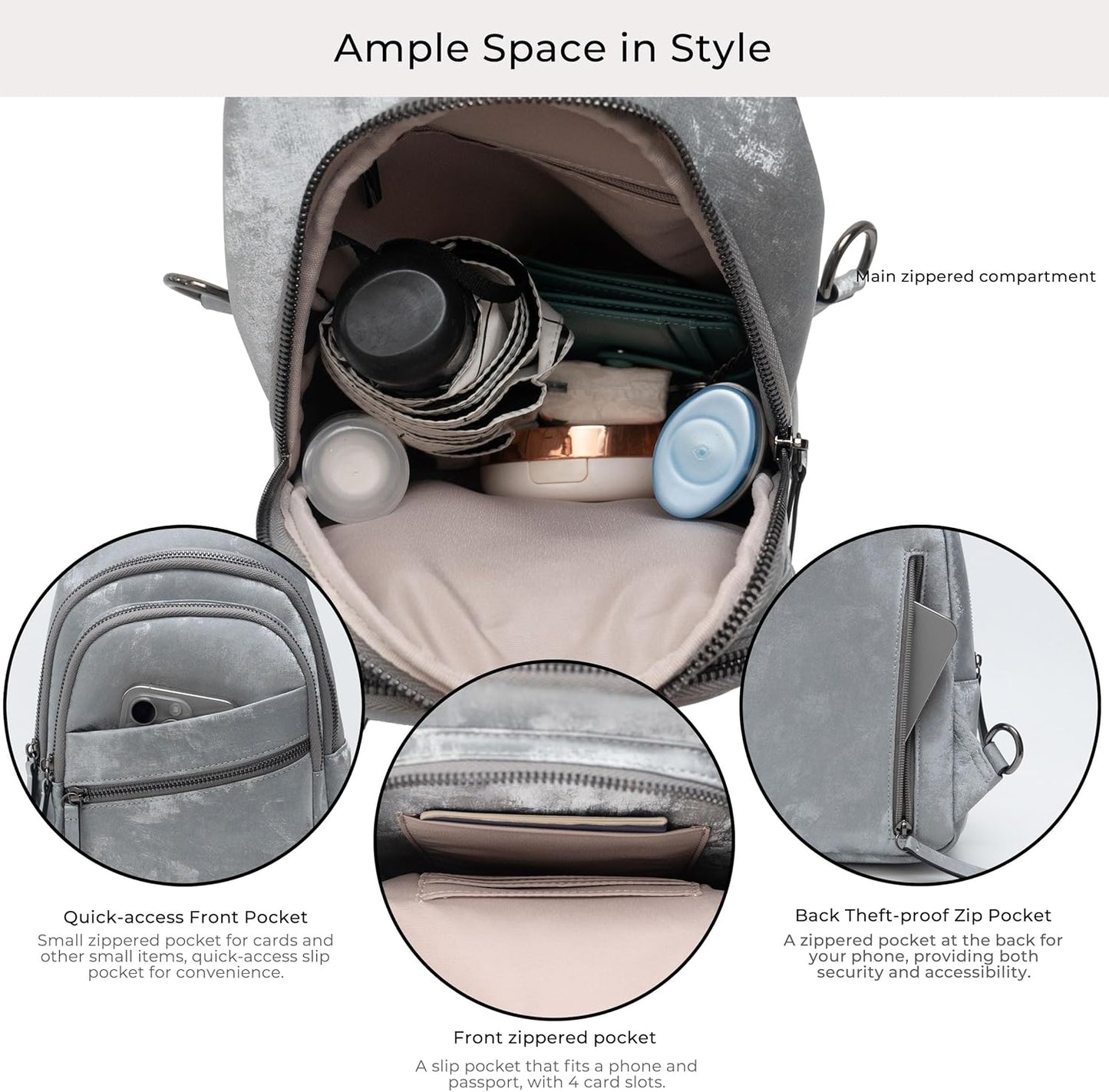 Alldaily Large Sling Bag for Women Crossbody Purse Leather Fashionable Trendy Chest Bag for Travel, Fanny Pack (Sleek Grey)