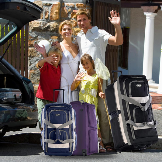 Olympia U.S.A. 29 inch Jumbo Size 8 Pockets Wheeled Rolling Duffel Bag Water Resistant Luggage Lightweight Travel Suitcase with Retractable Handle