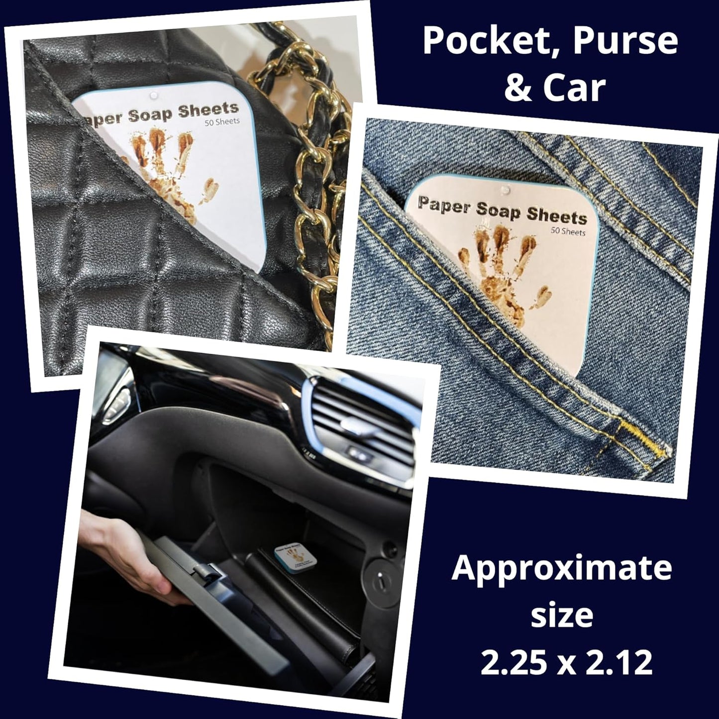 BORSALI Paper Soap Sheets - for Travel - Portable Dissolvable Dry Soap sheets; For Camping, Travel, Public Restrooms; 1 Case with 50 Pieces To Go;