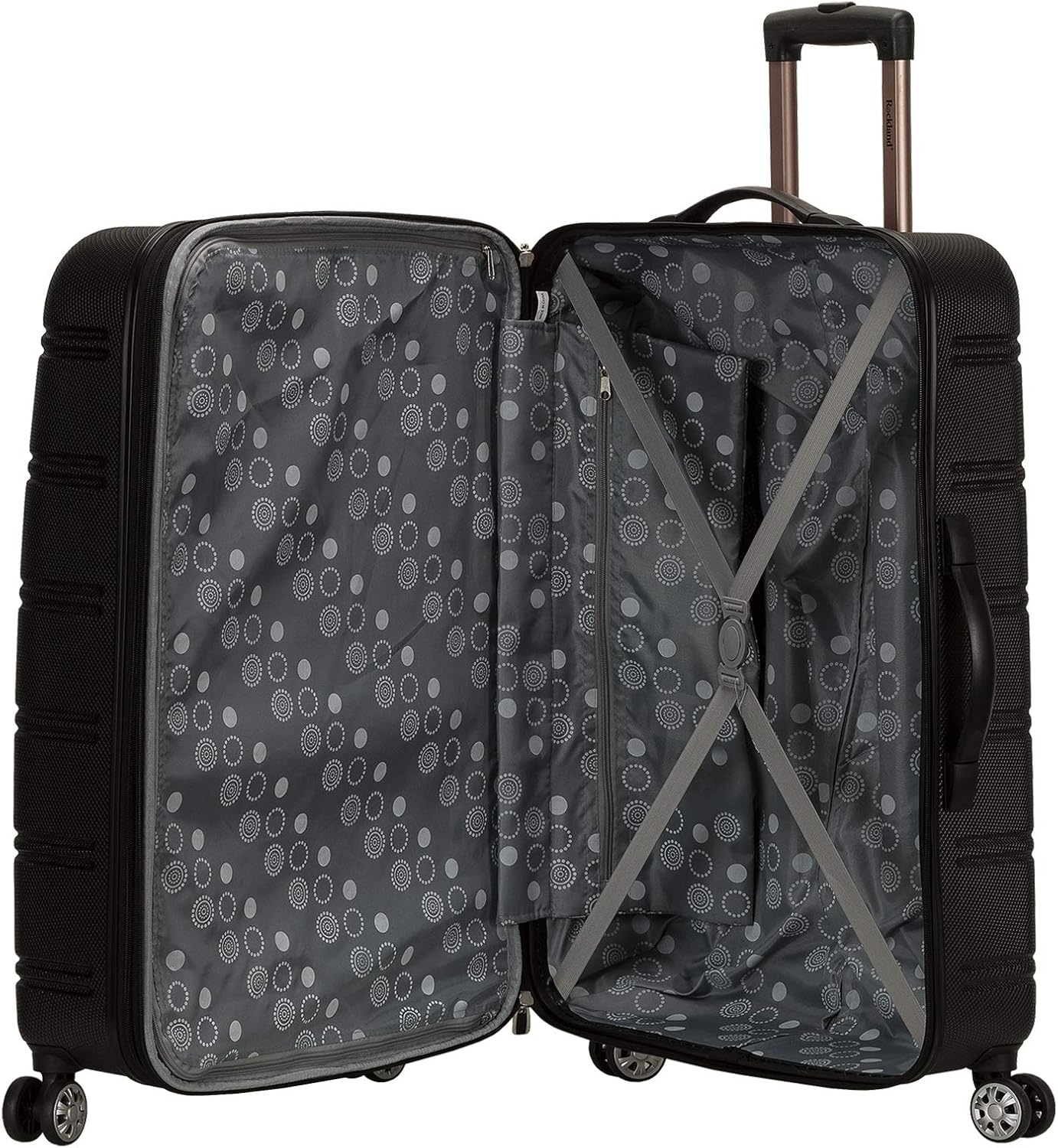 Rockland Melbourne Hardside Expandable Luggage with Spinner Wheels, Black, 2 Piece (20/28)