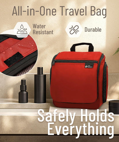 D&D Hanging Travel Toiletry Bag for Men and Women – Large Cosmetics, Makeup and Toiletries Organizer Kit with 10 Compartments, YKK Zippers, XXL Metal Swivel Hook, Water-Resistant Nylon