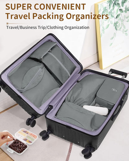 Compression Packing Cubes 12 Set, Suitcase Organizers, Extendable Packing Cubes, Gray