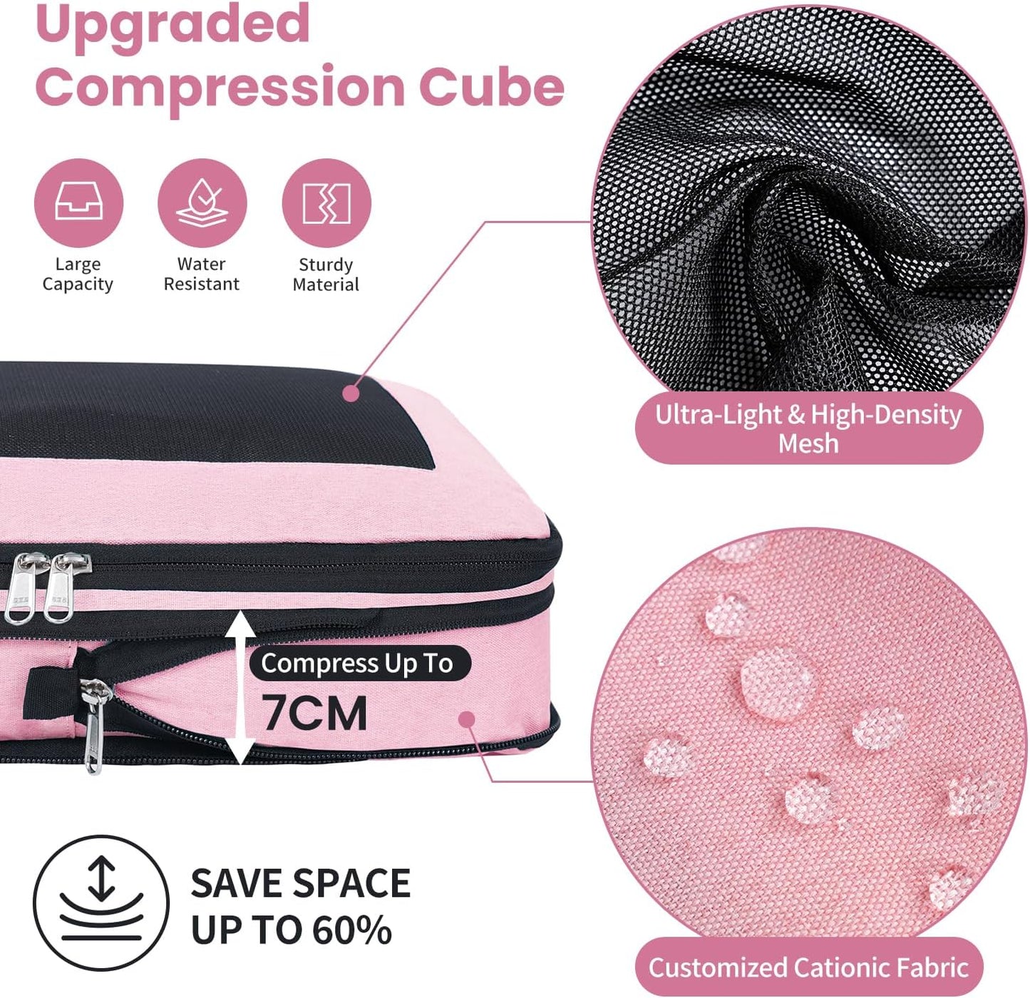 8 Set/6 Set/4 Set Compression Packing Cubes for Travel, Lightweight Vacation Travel Essentials, Travel Accessories for Suitcase Organizer Bags Set, Durable Luggage Organizer