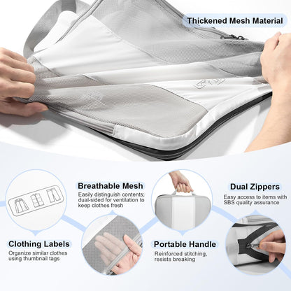 10 Set Compression Packing Cubes for Travel Essentials,Compressible Expandable Packing Cubes for Suitcase,OlarHike Luggage Organizer Bags for Travel,Handy Helper for Organizing Clothes(White)