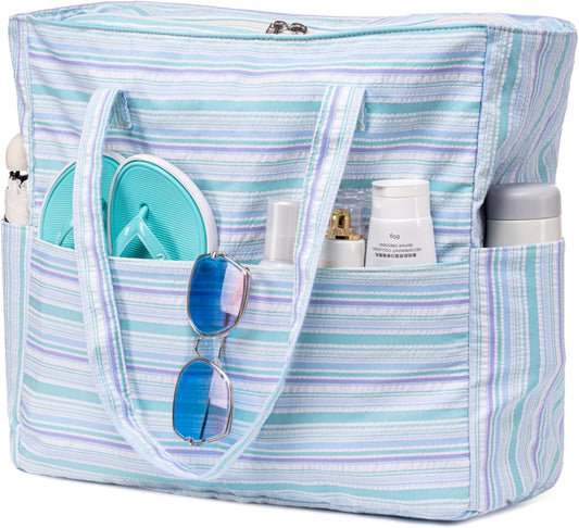 Waterproof Beach Tote Pool Bags for Women Ladies Extra Large Gym Tote Carry On Bag With Wet Compartment for Weekender Travel