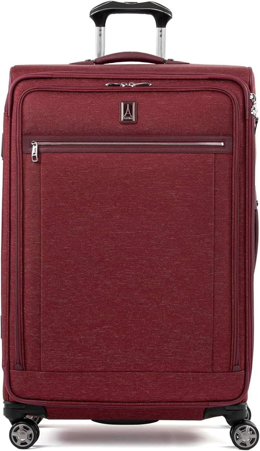 Travelpro Platinum Elite Softside Expandable Checked Luggage, 8 Wheel Spinner Large Suitcase, TSA Lock, Men and Women, Bordeaux Red, Checked Large 29-Inch