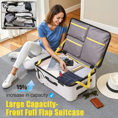 Extra Large Wheels Carry On Luggage Hard Shell Suitcase Top Opening Hardside - Image 3