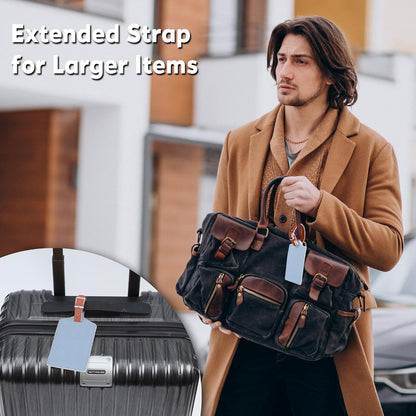 Travelambo Luggage Tags for Suitcases Faux Leather Privacy Protection 2 Pack Bag Tags Travel Accessories Essential, Cross Blue