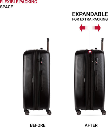SwissGear 7272 Energie Expandable Hardside Luggage with Spinner Wheels and TSA Lock, Black, Checked-Large 27-Inch