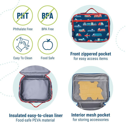 Wildkin Kids Insulated Lunch Box – Durable and Reusable for School & Travel - Transportation