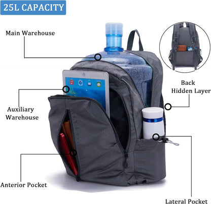 YZAOLL 25L Lightweight Packable Hiking Backpack Waterproof Hiking Daypack for Women Men Gym Backpack Travel Camping Vacation,DarkGray