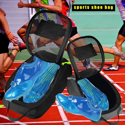 Shoe Bag Golf Travel Soccer Gym Sport with Side Accessory Outside Pocket for Socks Shoe Pouch Portable Large Shoe Storage Bag for Packing Zippered (all black)