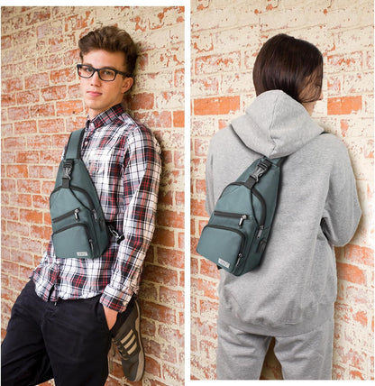 AMJ Crossbody Sling Bag Men Women, Casual Shoulder Backpack, Chest Daypack Satchel for Hiking Travel