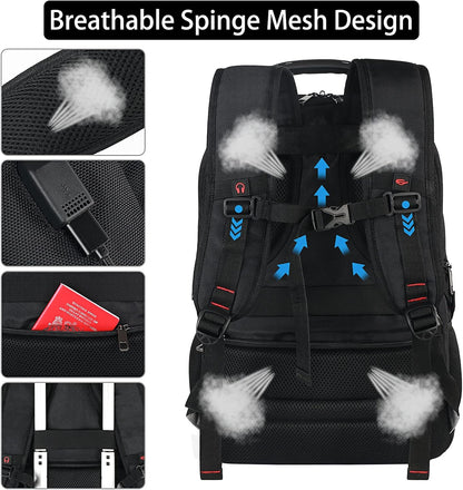 17.3 Laptop Backpack, Extra Large Travel laptop Backpack with Rain Cover, TSA Friendly Flight Approved with RFID Anti Theft Pocket and USB Charger Port, Water Resistant College Bag for Men and Women