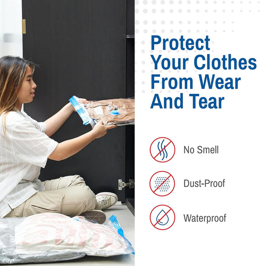 2 Pack Jumbo Vacuum Storage Bags for Comforters, Blankets & Clothes – Jumbo Vacuum Sealed Compression Bags with Hand Pump – Space Saver Storage Bags for Bedding, Moving, Travel & Organization