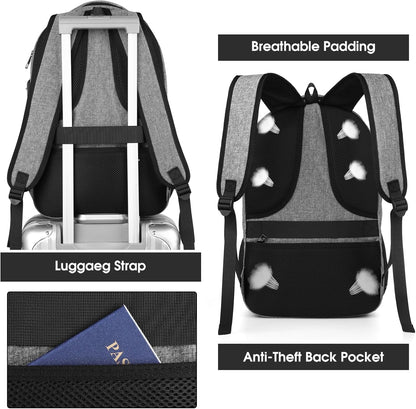 Backpack for Men and Women, Backpacks for School Teens, Travel Laptop Backpack with USB Charging Port Fits 15.6 Inch Laptop, Water Resistant College Bookbag