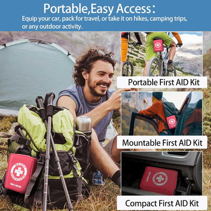Premium First Aid Kit with Labelled Compartments, Emergency Survival Kit for Car, Home, Hiking and Travel – Compact Medical Kit for Roadside Emergencies, Outdoor Adventures, and Everyday Safety