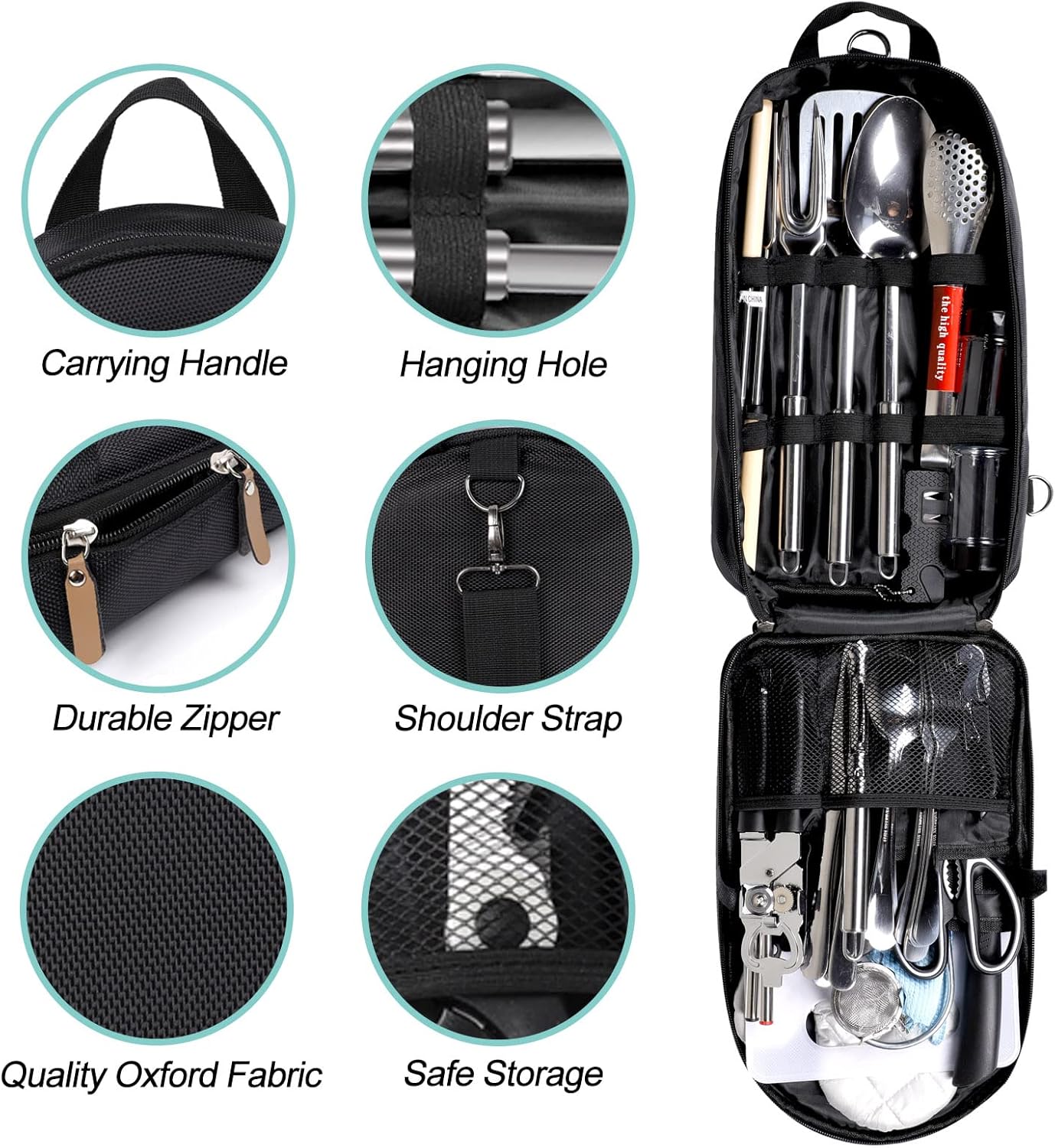 35 Pcs Camping Kitchen Utensil Set Outdoor Kitchen Gear, Outdoor Cooking and Grilling Utensil Travel Set Perfect for Camping Accessories Cooking, RV Camp. Camping, BBQs, Parties and More