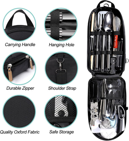 35 Pcs Camping Kitchen Utensil Set Outdoor Kitchen Gear, Outdoor Cooking and Grilling Utensil Travel Set Perfect for Camping Accessories Cooking, RV Camp. Camping, BBQs, Parties and More