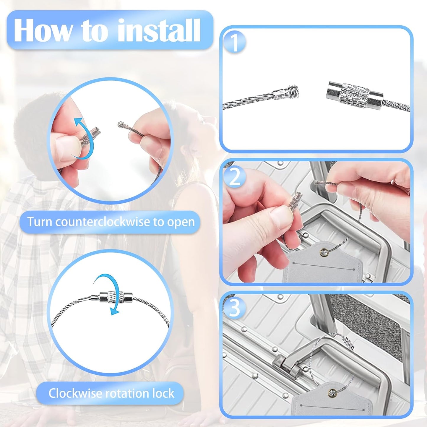 Misty Foggy Mountain 2 PCS Luggage Tags, Privacy Cover ID Label with Stainless Steel Loop and Address Card for Travel Bag Suitcase