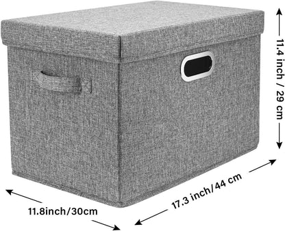 TYEERS Large Collapsible Storage Bins with Lids, Organization Bins for Closet Storage, Clothes Storage, Folding Storage Box with Lids for Home Office Storage - 2 Pack - Gray