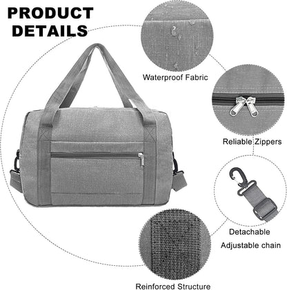 Foldable Carry on Luggage Bag 22x14x9 Personal Item Bag for Airplanes Travel Duffel Bag for Women and Men (40L, Dark Grey)