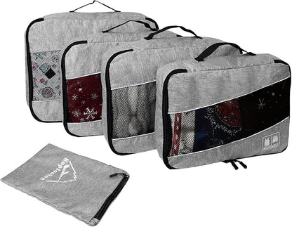 5 Set Packing Cubes for Travel Large Suitcase Luggage Organizer Bags Travel Accessories Vacation 4 Cubes 1 Laundry Pouch Bag