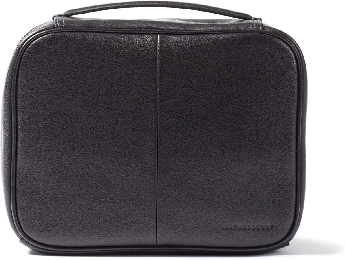 Leatherology Black Onyx Large Travel Organizer - Zipped mesh storage pocket, elastic loops for organization, double metal zipper