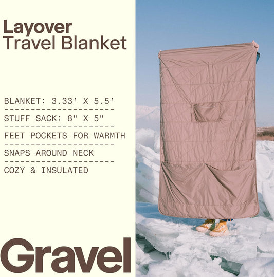 Gravel Layover Blanket – Compact, Down Alternative, 66" x 40", Designed in USA