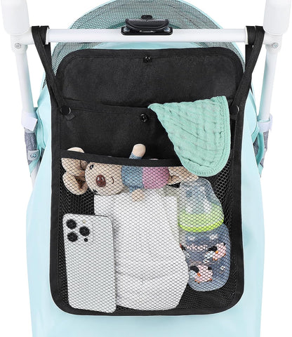 Accmor Universal Stroller Organizer, Mesh Bag Fits for Uppababy, Nuna, Britax, Doona Strollers, Non-Slip Adjustable Stroller Mesh Cargo Net Storage Caddy Accessories
