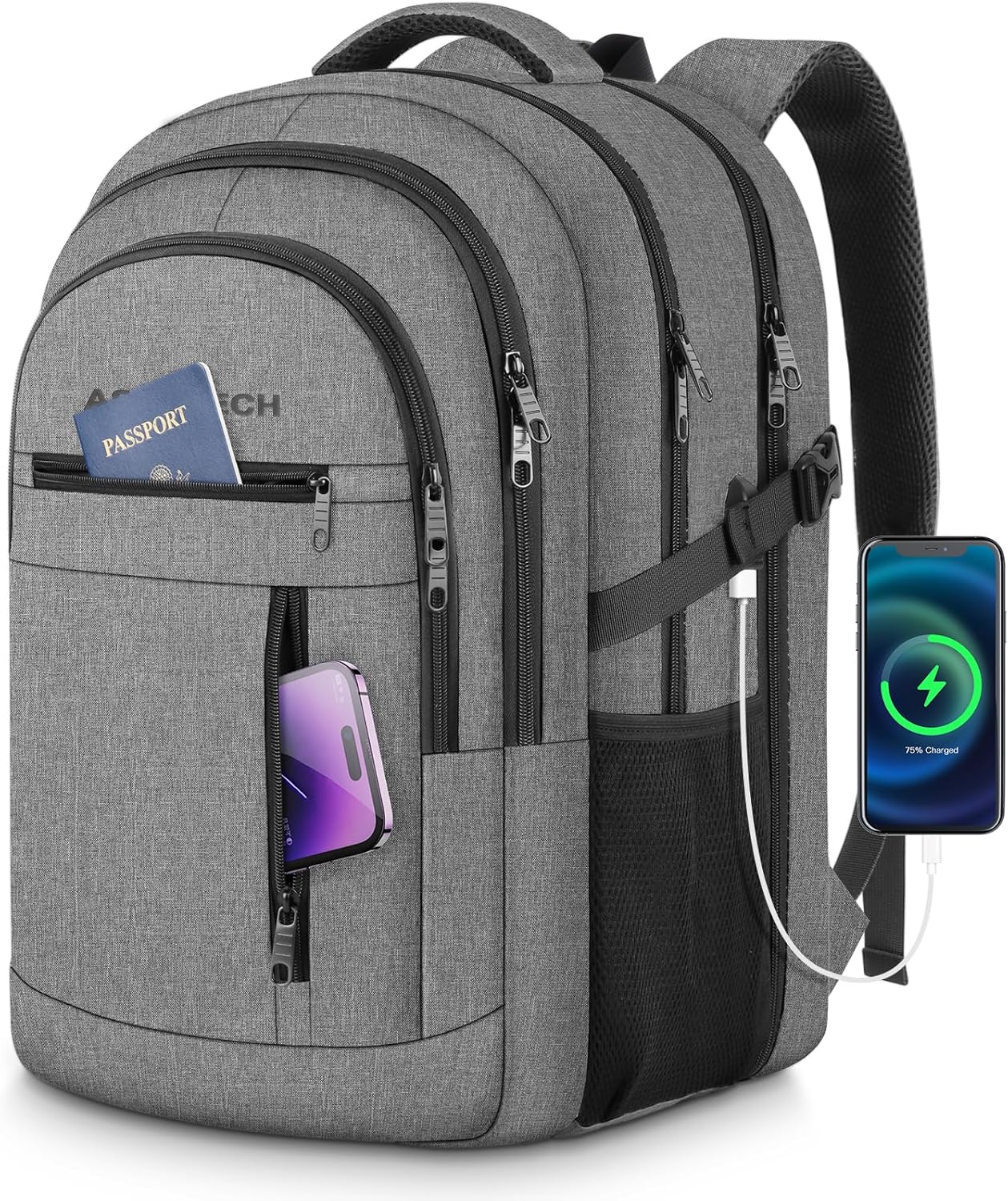 Travel Laptop Backpack, Extra Large Laptop Backpack, 17 Inch Laptop Backpack, 40L Heavy Duty Water Resistant TSA Airline Approved Business Work Computer College School Backpack Bag for Men Women, Grey