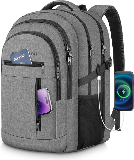 Travel Laptop Backpack, Extra Large Laptop Backpack, 17 Inch Laptop Backpack, 40L Heavy Duty Water Resistant TSA Airline Approved Business Work Computer College School Backpack Bag for Men Women, Grey