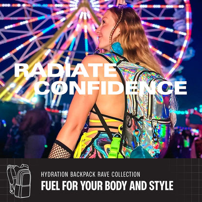 Sojourner Hydration Pack, Hydration Backpack - Water Backpack with 2l Hydration Bladder, Festival Essential - Rave Hydration Pack Hydropack Hydro for Hiking, Running, Biking, Festival Gear