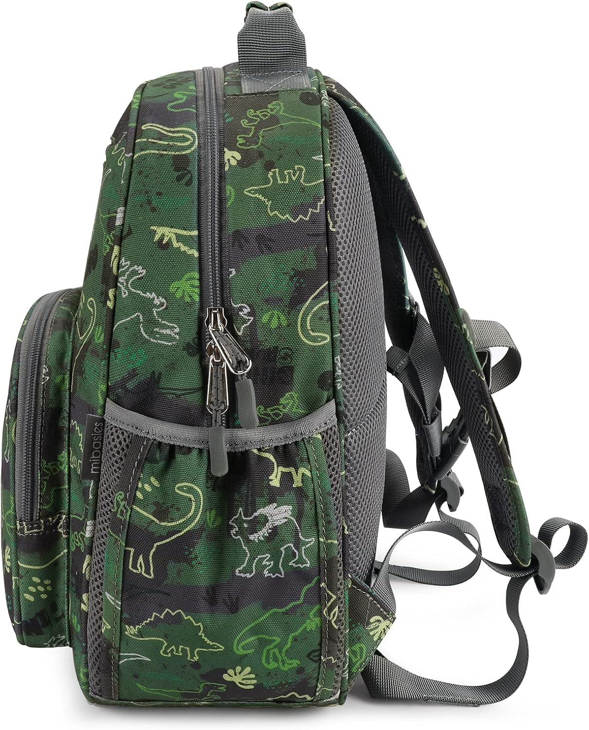 mibasies Boys Backpack 5-8: Lightweight Kids Backpacks Boys - Boy Bookbag for Elementary School - Green Dinosaur