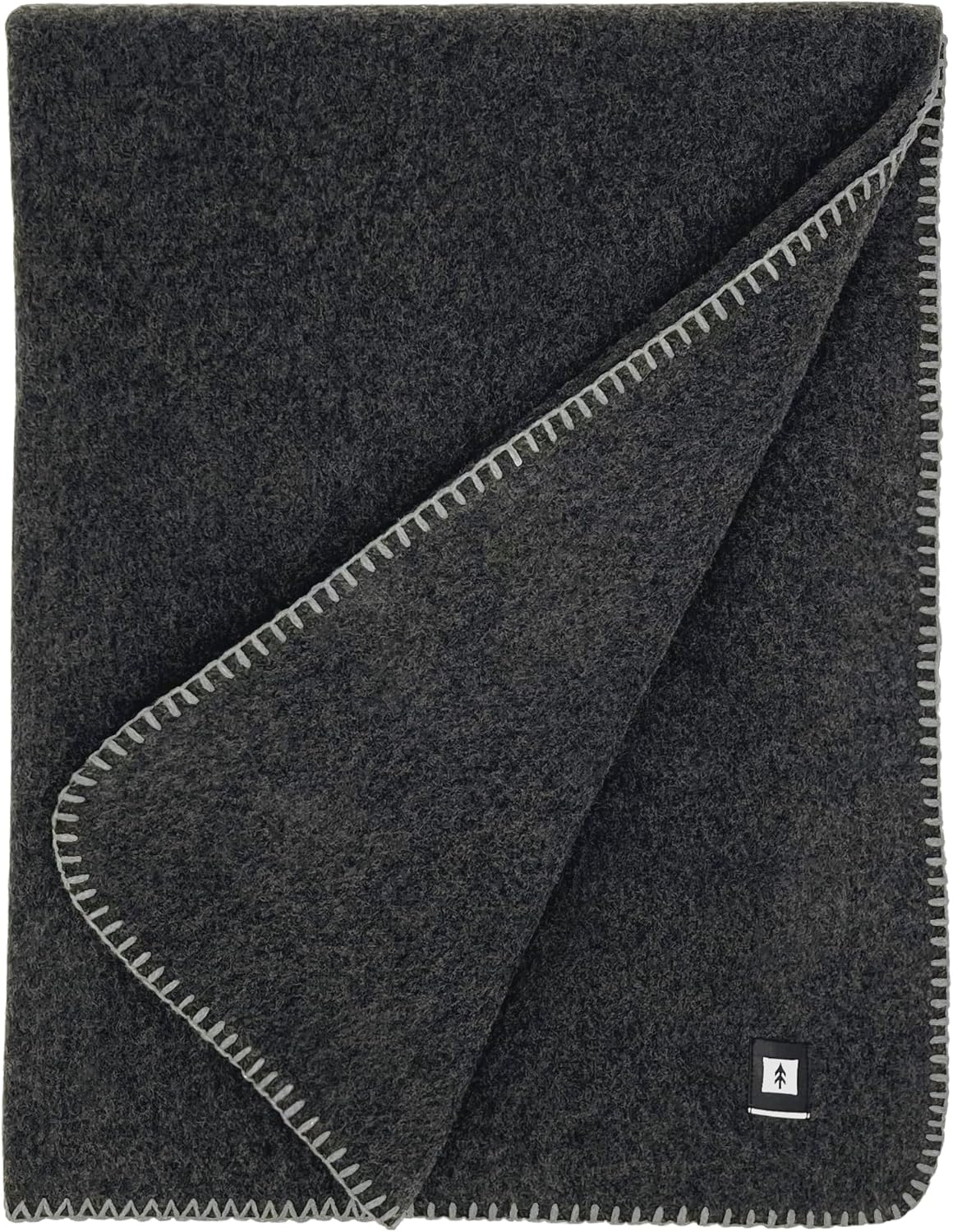 EKTOS 100% Virgin Wool Blankets, 90" x 78", Emergency Blanket for Car, Winter Camping (Charcoal, Full Size)